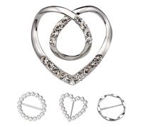 4PCS Scarf Ring Clips - Heart Rhinestone, Round Pearl Heart, Aperture Scarf Buckles, Fashionable Metal T-Shirt Tie Ćlips, Corner Knot Decorative Accessories For Women, Jackets, Shirts, Shawls