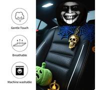 4PCS Scary Head Rest Cover For Cars, Funny Ghost Human Face, Black Car Seat Headrest Protector, Halloween Spooky Vehicle Accessories For Sedan Truck Van SUV Scooter Taxi