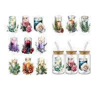 4pcs Scented Candle UV DTF Cup Wraps Winter UV DTF Transfer Waterproof Sticker for Glass Cups Furniture Craft DIY Crafts，Rub on Transfer Stickers for DIY Water Bottle Laptop Decal Wood Car