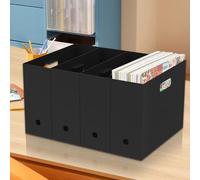 4Pcs Scrapbook Paper Storage Organizer Magazine File Holder Document Organizer with Handle Multipurpose Plastic Scrapbook Holder Bin for Documents Books Journals Scrapbooks 32x11x24.5cm(Black)