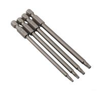 4pcs Screwdriver Bits, 100mm Length with 1/4 Inch Hex Shank, for Torx, Flat, and Cross Head Screws, Alloy Steel (C)