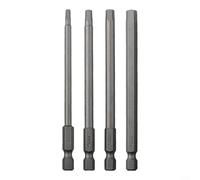 4pcs Screwdriver Bits Set, 100mm Length, 1/4 Inch Hex Shank, Compatible with, Hexagon, Cross and Flat Heads (D)