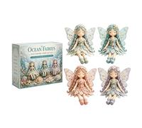 4pcs Sea Fairy DIY Fabric Fairy Patchwork Collection with Pre-Cut Materials Fun Flower Fairies Patchwork Sewing Kit Winged Fairies Cloth Figures Crafts Set for Beginner Crafters