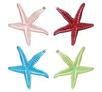 4pcs Sea Star Hanging Ornament with Rope, Plastic Coastal Decor