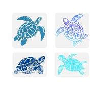 4Pcs Sea Turtle Stencils for Painting, Reusable Plastic Turtle Wall Stencils for Wood Floor Fabric Glass Furniture,DIY Home Decor, Craft Painting Templates, Art Supplies