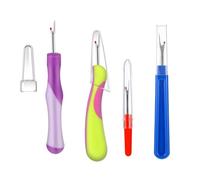 4Pcs Seam Ripper Set, Quick Unpick Stitch Remover Tool with Safety Caps & Ergonomic Handles - Thread Picker Unpicker for Sewing, Embroidery, Knitting and Crafting