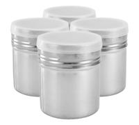 4pcs Seasoning Shaker Stainless Steel with Lid for Coffee Travel | Fine Mesh, Compact Storage, Secure Cover, Silver Finish, for Chefs and Home Cooks in Kitchen Use