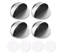 4Pcs Self Adhesive Floor Door Stoppers,Mounted Half MoonDoor Stop,Self-Adhesive Door Stoppers Oval Stainless SteelDoor Stop Mounted Half Moon Wall Protector for Hard Floor Glass(Silver)