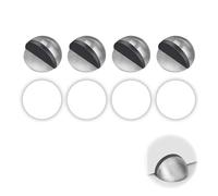 4Pcs Self Adhesive Floor Door Stoppers, Polished Oval Stainless Steel Door Stop Floor Mounted Half Moon Doorstop Wall Protector with Glues for Hard Glass Home Office Protect Walls