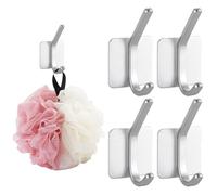 4Pcs Self Adhesive Hooks, Sticky Hooks Extra Strong, Waterproof Wall Mounted Coat Hat Hook, Heavy Duty Metal Coat Hooks for Towel Coat Hat Key in Bathroom Shower Kitchen(Silver)