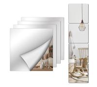 4Pcs Self Adhesive Mirror Tiles 30x30cm(1.5mm Thick), Stick on Wall Non-Glass Acrylic High Clear Mirrors Stickers, Flexible Full Length Plastic Mirror Sheets for Bathroom, Bedroom,Door,Home Decoration