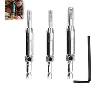 4Pcs self centering drill bit, 1/4" Hex Shank High Speed Steel Self-Centering Drill Bits, Hinges Pilot Hole Drill Bit Guide Set for Door, Window, Cabinet