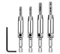 4PCS Self Centering Drill Bit, Hinge Drill Bit Self Centring, Hinge Drill Bits, HSS Center Drill Bits for Window Cabinet Wood Door Woodworking Cabinet Drawer