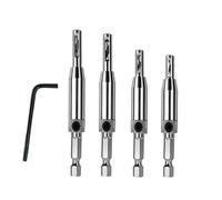 4PCS Self Centering Drill Bit Set, Hinge Drill Bit, Ancable 1/4" Drill Guide Set High Speed Steel Drill Bits, Pilot Hole Drill Bit for Door Window Cabinet (11mm, 9mm, 7mm, 5mm)
