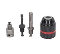 4PCS Self Tighten Drill Chuck Set 1/2-20UNF Mount - 2-13mm Clamping Range Including 1/4" Hex Shank,3/8" SDS-Plus Shank,1/2" Impact Wrench Adapter