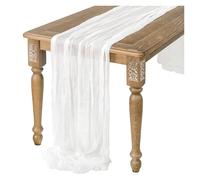 4pcs Semi-Sheer Gauze Table Runner Cheesecloth Table Setting Dining Vintage Wedding Party Christmas Banquets Arches Cake Decor for Weddings(White)