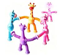 4PCS Sensory Tubes, Tubes Sensory Tools with Telescopic Suction Cup Giraffe Design, Beautiful Shape Formation for work Focus Enhancemento Activities, in Blue Pink Purple Yellow