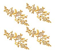 4Pcs Sequin Embroidered Lace Patches Gold Flower Appliques Sewing Floral Fabric Craft Decoration Patches Floral Motif Lace Decor for DIY Clothes Dress Pants Sewing Wedding Craft Decoration