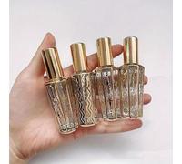 4pcs/set 15ml Random Patterns Glass Perfume Bottle Portable Refillable Empty Containers Cosmetic Spray Atomizer Travel Sub-Bottle Ultra Mist Sprayer (gold,4pcs)