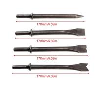 4pcs/Set 170mm Hard 45# Steel Solid Short Air Chisel Impact Head Support Pneumatic Tool for Cutting/Rusting Removal