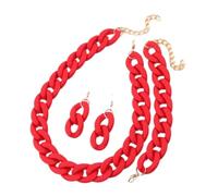 4pcs/Set Acrylic Link Chain Choker Necklace for Women Bohemain Matte Colorful Statement Earrings Necklaces Jewelry Sets