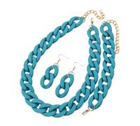 4pcs/Set Acrylic Link Chain Choker Necklace for Women Bohemain Matte Colorful Statement Earrings Necklaces Jewelry Sets