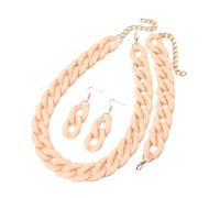 4pcs/Set Acrylic Link Chain Choker Necklace for Women Bohemain Matte Colorful Statement Earrings Necklaces Jewelry Sets