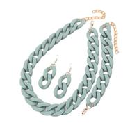 4pcs/Set Acrylic Link Chain Choker Necklace for Women Bohemain Matte Colorful Statement Earrings Necklaces Jewelry Sets