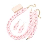 4pcs/Set Acrylic Link Chain Choker Necklace for Women Bohemain Matte Colorful Statement Earrings Necklaces Jewelry Sets