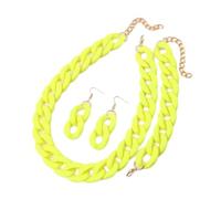 4pcs/Set Acrylic Link Chain Choker Necklace for Women Bohemain Matte Colorful Statement Earrings Necklaces Jewelry Sets