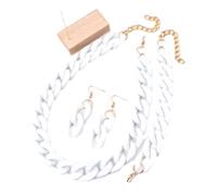 4pcs/Set Acrylic Link Chain Choker Necklace for Women Bohemain Matte Colorful Statement Earrings Necklaces Jewelry Sets