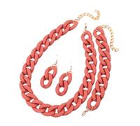 4pcs/Set Acrylic Link Chain Choker Necklace for Women Bohemain Matte Colorful Statement Earrings Necklaces Jewelry Sets