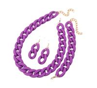 4pcs/Set Acrylic Link Chain Choker Necklace for Women Bohemain Matte Colorful Statement Earrings Necklaces Jewelry Sets