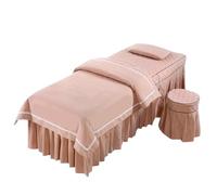 4pcs/Set Beauty Salon Bedding Set Skin-Friendly Massage Spa Bedskirt +Stoolcover+Pillowcase+Quilt Cover Bedspreads(Light Pink,190x80cm)