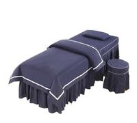 4pcs/Set Beauty Salon Bedding Set Skin-Friendly Massage Spa Bedskirt +Stoolcover+Pillowcase+Quilt Cover Bedspreads(Royal Blue,180x70cm)