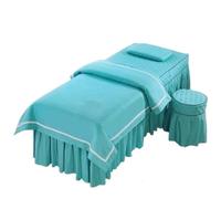 4pcs/Set Beauty Salon Bedding Set Skin-Friendly Massage Spa Bedskirt +Stoolcover+Pillowcase+Quilt Cover Bedspreads(Sky Blue,185x70cm)