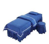 4pcs/Set Beauty Salon Bedding Set Skin-Friendly Massage Spa Bedskirt +Stoolcover+Pillowcase+Quilt Cover Bedspreads(Blue,185x70cm)