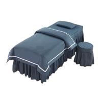 4pcs/Set Beauty Salon Bedding Set Skin-Friendly Massage Spa Bedskirt +Stoolcover+Pillowcase+Quilt Cover Bedspreads(Navy Blue,190x70cm)