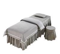 4pcs/Set Beauty Salon Bedding Set Skin-Friendly Massage Spa Bedskirt +Stoolcover+Pillowcase+Quilt Cover Bedspreads(Grey,190x80cm)