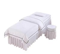 4pcs/Set Beauty Salon Bedding Set Skin-Friendly Massage Spa Bedskirt +Stoolcover+Pillowcase+Quilt Cover Bedspreads(White,180x70cm)