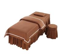 4pcs/Set Beauty Salon Bedding Set Skin-Friendly Massage Spa Bedskirt +Stoolcover+Pillowcase+Quilt Cover Bedspreads(Brown,185x70cm)