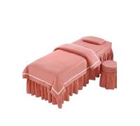 4pcs/Set Beauty Salon Bedding Set Skin-Friendly Massage Spa Bedskirt +Stoolcover+Pillowcase+Quilt Cover Bedspreads(Dousha,180x60cm)