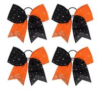 4pcs Set Bow Tie Headband Cheer Performance Party Daily Hair Accessory Bows For Holiday(ORANGE)