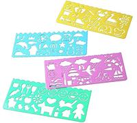 4pcs / Set Cartoon DIY Painting rulers Kid Outline Drawing Template Reusable Plastic Board Ruler Random Color Fashion Processing