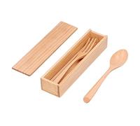 4pcs/Set Chopsticks Spoon Wood Tableware, Dining Utensils Set Fork Set Wooden Box Portable Exquisite Mini Non-Slip Handle Tableware Reusable Tableware for Home Hotel