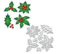 4pcs/set Christmas Leaves Metal Die Cuts, Christmas Leaves Metal Cutting Dies Cut Stencils Card Paper Craft DIY Template Metal Cutting Dies Album Embossing Paper Dies for Card Making Scrapbooking