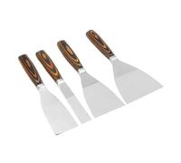 4PCS Set Drywall Scraper Tool, Stainless Steel and Beech Wood Drywall Finishing Hand Tool Kit for Removing Wallpaper, Repairing Drywall, Applying Putty, Taping, Scraping Plaster