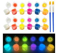 4Pcs/Set Glow in The Dark Paint Set Includes 2 Strips Neon Paint and 2 Paint Brushes, Face Body Paint UV Acrylic Paint Set for Kids Halloween Christmas Painting Artwork DIY