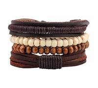 4pcs/set Handmade Gypsy Hippie Black Leather Rope Cord Brown Hamsa Wing Charm Layers Men Bracelet For Women JewelryDurability