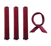 4Pcs/set Heatless Velvet Hair Curler Lazy Curls Curls Overnihght Blowout Styling Tools Hair Curlers(3 Wine with Scarf)
